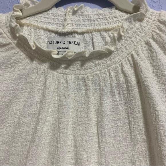 Madewell Texture & Thread Ruffle Neck Bell Sleeves Top - Picture 3 of 6